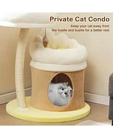 Gymax 33'' Cat Tree Indoor Cat Tower w/ Condo Sisal Scratching Post Washable Top Nest