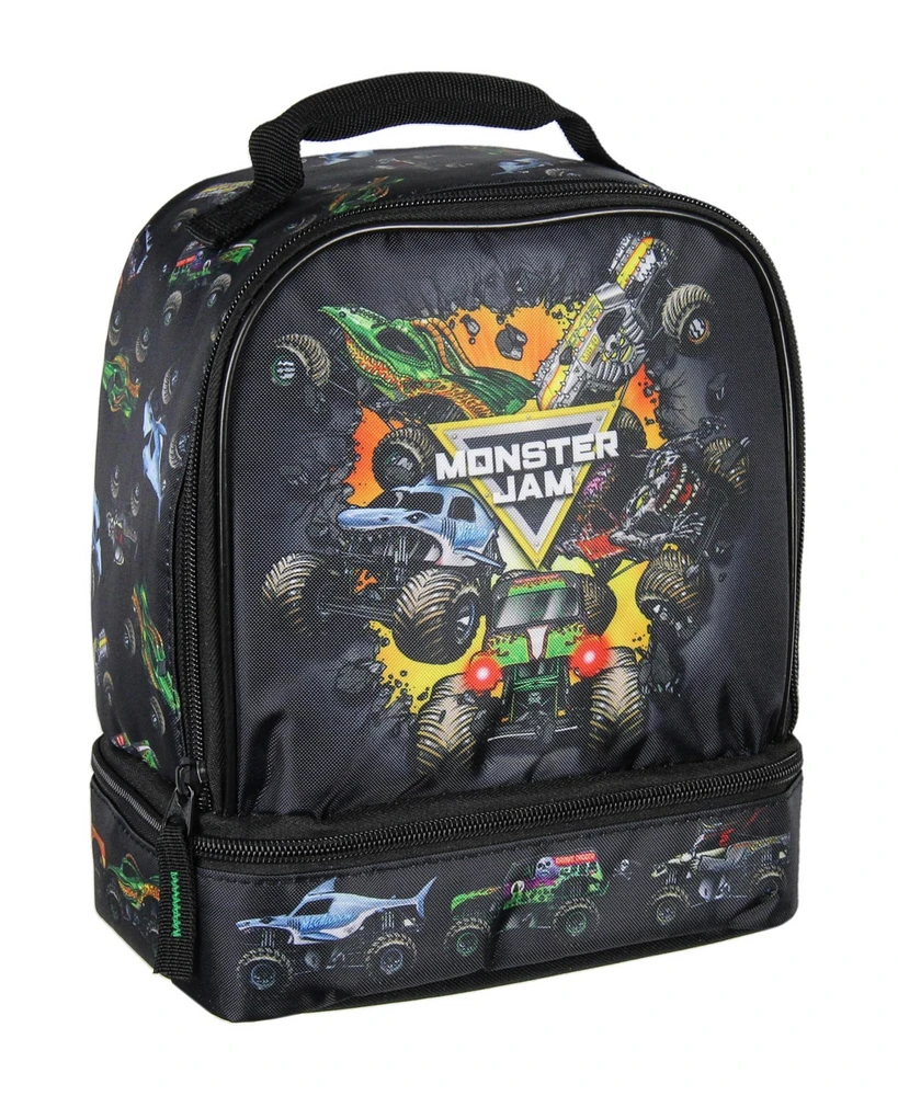 Monster Jam Grave Digger Megalodon Pirate's Curse Dual Compartment Lunch Box Bag