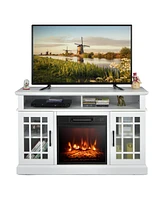 Gouun 48 Inch Electric Fireplace Tv Stand with Cabinets for TVs Up to 50 Inch