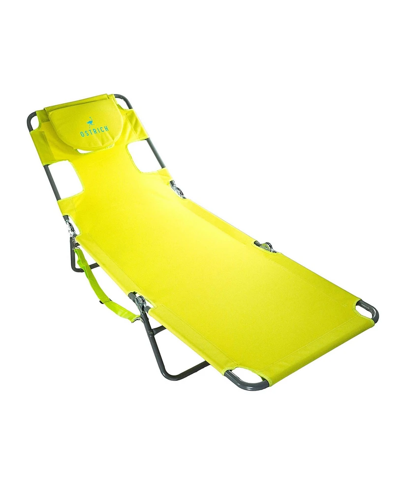 Ostrich Chaise Lounge, Facedown Beach Camping Pool Tanning Chair, Lime Green