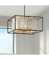 Possini Euro Design Milne 20" Modern Pendant Chandelier Ceiling Light Fixture Dining Room Over Table Kitchen Island Foyer Drum Hanging 5-Light Clear O