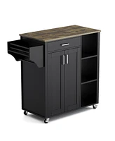 gaomon Rolling Island Cart for Kitchen,Kitchen Island on Wheels with Storage Cabinet,Portable Mobile Kitchen Island Carts Table, Island Table for Kitc