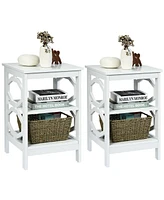 Gouun 2 Pieces 3-tier Nightstand Sofa Side End Accent Table Storage Display Shelf