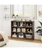 Gouun 3-Tier Open Bookcase 8-Cube Floor Standing Storage Shelves Display Cabinet
