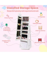 Gouun Kids Jewelry Armoire Cabinet with Large Storage Capacity and Swivel Base