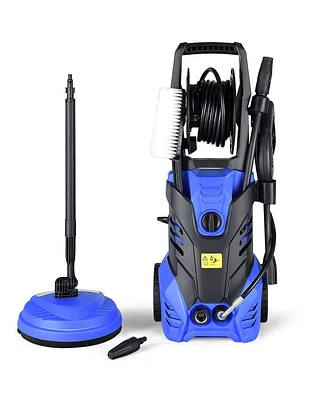 Mecale 3000PSI Electric Pressure Washer, Portable High Power Washer w/ 5 Nozzles, Hose Reel, Soap Bottle, 2 Gpm 2000W (Blue)