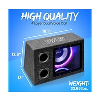 Pyle Subwoofer Box System, 12'' Vented Enclosure, 600W Max, Led Lights