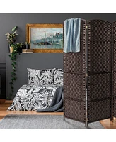 Sorbus Extra Wide - Diamond Weave Fiber Room Divider- 8 Panel Brown