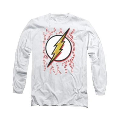 Flash Men's Dc Comics Airbrush Bolt Long Sleeve Adult Tee / T-Shirt