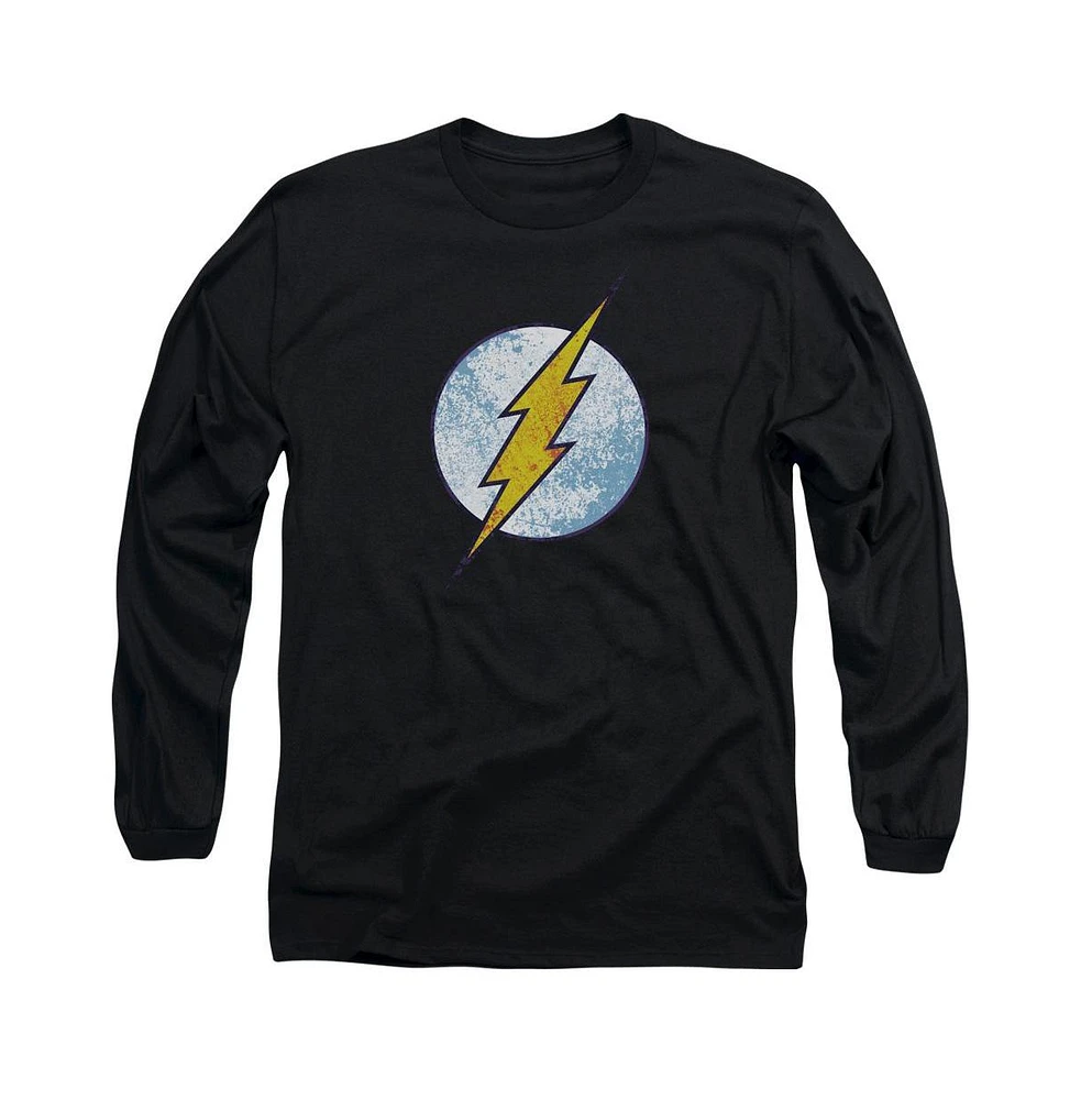 Flash Men's Dc Comics Neon Distress Logo Long Sleeve Adult Tee / T-Shirt