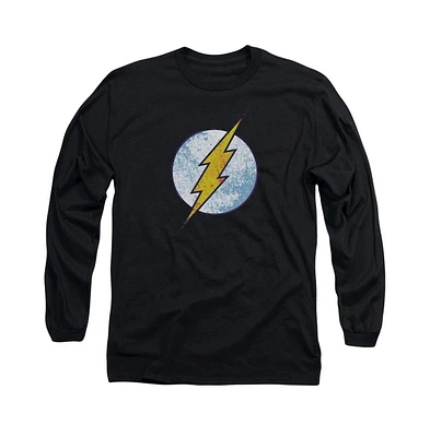 Flash Men's Dc Comics Neon Distress Logo Long Sleeve Adult Tee / T-Shirt