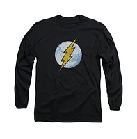 Flash Men's Dc Comics Neon Distress Logo Long Sleeve Adult Tee / T-Shirt