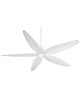 Casa Vieja 60" Lotus Bay Modern Indoor Outdoor Ceiling Fan 5 Blade Led Light Remote Control Matte White Finish Blades Bedroom Patio Living Room Kitche