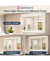 keonjinn 48x30 Led Bathroom Mirror with Frontlit and Backlit