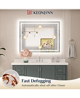 keonjinn 60x36 Led Bathroom Mirror with Frontlit and Backlit