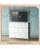 Wlive Fabric Dresser for Bedroom - Storage Drawer Unit as Tv Stand 32-43 inch TVs