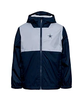 Columbia Big Boys and Girls Navy Dallas Cowboys Rainy Fields Lined Omni-Tech Full-Zip Hoodie Jacket