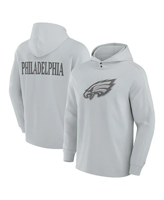 Fanatics Men's Gray Philadelphia Eagles Elements Blaze Tri-Blend Long Sleeve Hoodie T-Shirt