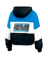 Wear by Erin Andrews Women's Black/Blue Carolina Panthers Color Block Full-Zip Windbreaker Jacket