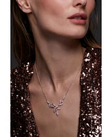 Eliot Danori Silver-Tone Cubic Zirconia Curved Vine Statement Necklace, 16" + 2" extender, Exclusively at Macy's