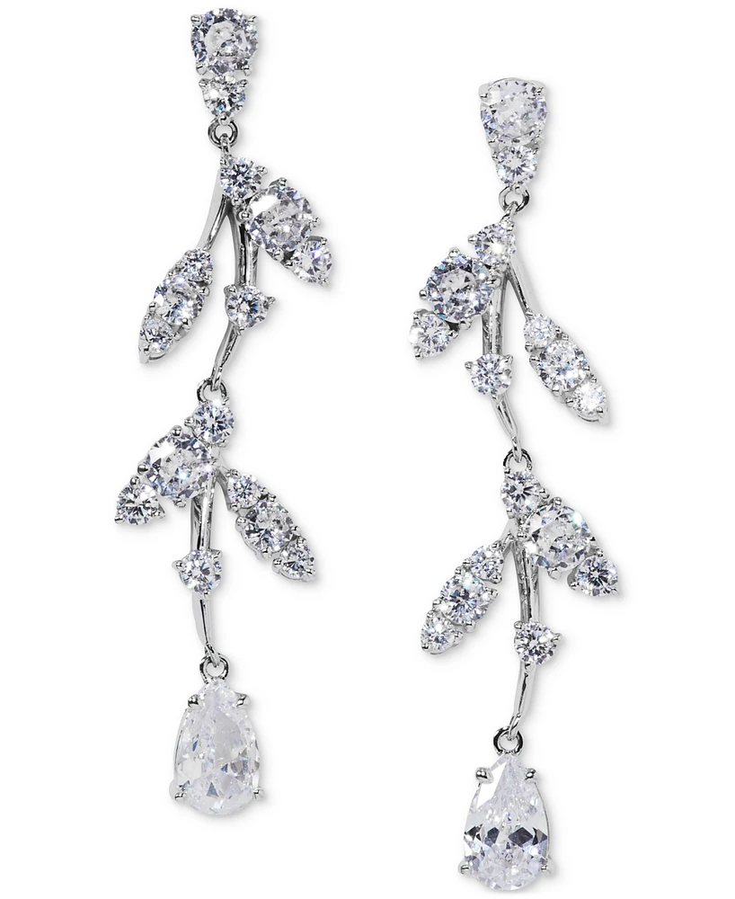 Eliot Danori Silver-Tone Cubic Zirconia Vine Linear Drop Earrings, Exclusively at Macy's
