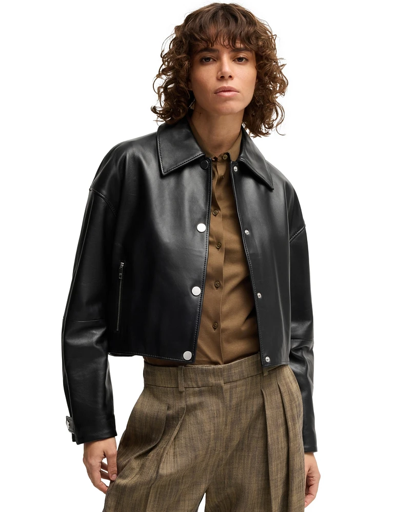 Boss by Hugo Women's Cropped Leather Jacket