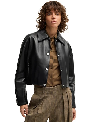 Boss by Hugo Women's Cropped Leather Jacket