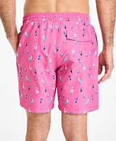 Club Room Men's Bird Party Print Drawstring 7" Swim Trunks, Exclusively at Macy's