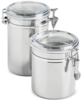 Arch Studio Stainless Steel Clamp-Lid Canisters, Set of 2, Exclusively at Macy's