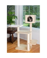 Armarkat Real Wood Premium Scots Pine Cat Tree, 50" Tall S5103 with Lounge Playhouse and Sisal Scratching Posts