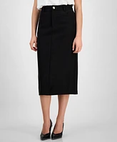 Bar Iii Women's Gold-Tone-Button Slit-Back Midi Skirt, Exclusively at Macy's