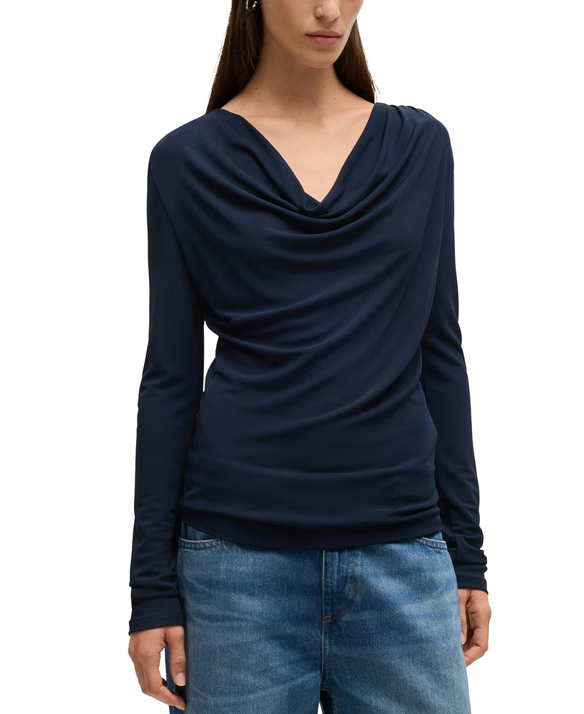 Boss by Hugo Boss Women's Cowl-Neck Long-Sleeved Top