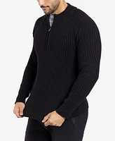 X-Ray Men's Ribbed Mock Neck Quarter-Zip Sweater