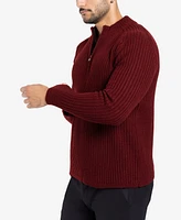 X-Ray Men's Ribbed Mock Neck Quarter-Zip Sweater
