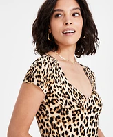 Bar Iii Women's Cheetah-Print Sweetheart-Neck Bodysuit, Exclusively at Macy's