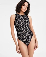 Bar Iii Women's Crewneck Sleeveless Lace Bodysuit, Exclusively at Macy's