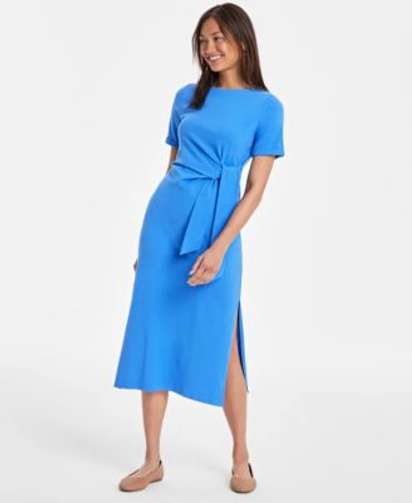 Womens Crewneck Wrap Tie Dress Created For Macys Xxs 4x