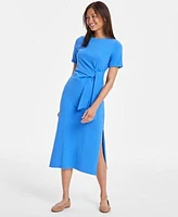 Womens Crewneck Wrap Tie Dress Created For Macys Xxs 4x