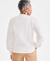 Style & Co Women's Mixed Stitch Cotton Cardigan Sweater, Exclusively at Macy's