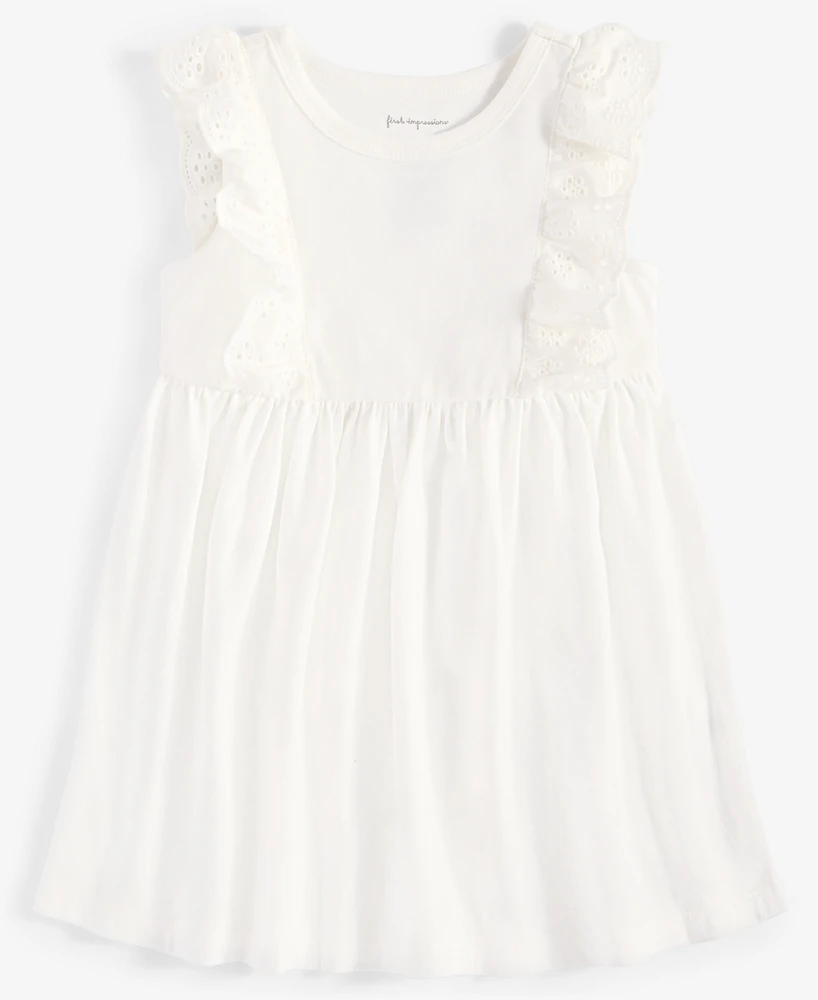 First Impressions Baby Girls Solid Eyelet-Flutter Dress, Exclusively at Macy's