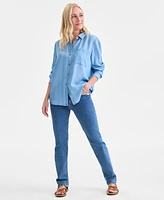 Style & Co Women's Chambray Perfect Button-Up Shirt, Exclusively at Macy's