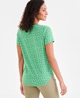 Style & Co Women's Printed Short-Sleeve Crewneck Tee, Exclusively at Macy's