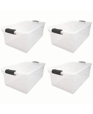 Homz 66 Qt Clear Storage Organizing Container Bin with Latching Lids (4 Pack)