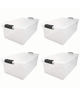 Homz 66 Qt Clear Storage Organizing Container Bin with Latching Lids (4 Pack)