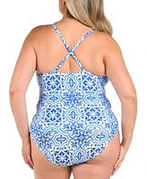 La Blanca Plus Size Alboran Keyhole Tankini Top Bottoms