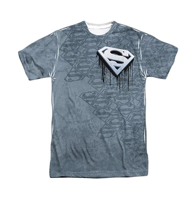 Superman Men's Drip And Repeat Short Sleeve Adult 100% Poly Crew Tee / T-Shirt