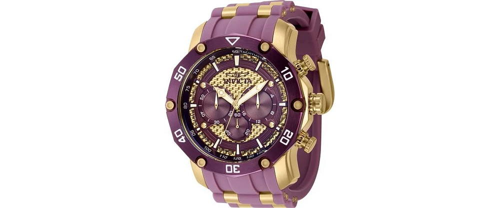 Invicta Men's 40692 Pro Diver Quartz Chronograph Purple, Gold Dial Watch