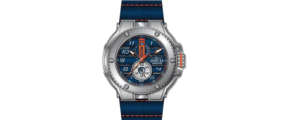 Invicta Men's 47378 Racing Quartz 3 Hand Orange, Blue Dial Watch
