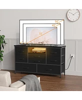 gaomon Tv Stand Dresser for Bedroom with 8 Fabric Drawer & Power Outlet