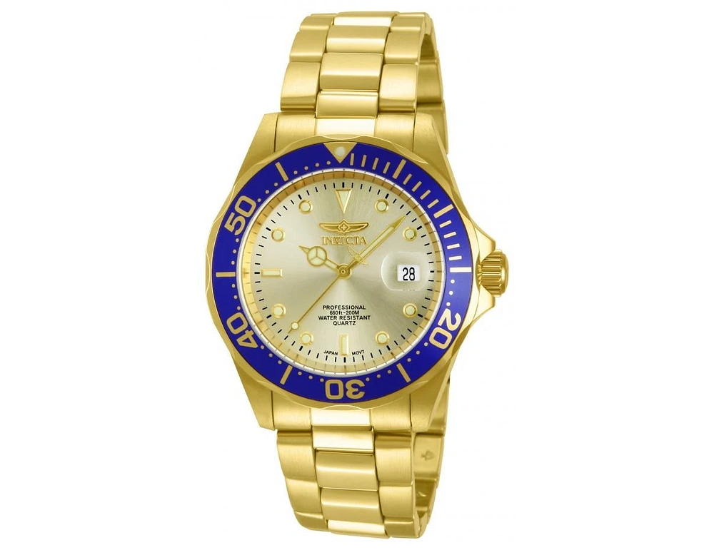 Invicta Men's Pro Diver Quartz 3 Hand Gold Dial Watch